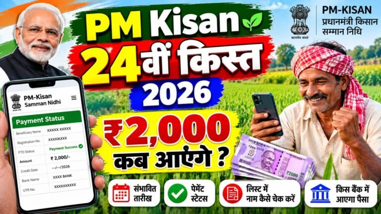 PM Kisan 24वीं किस्त 2026: कब आएगी ₹2,000 की अगली किस्त, Status और e-KYC कैसे चेक करें